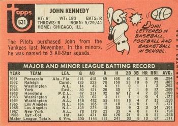 1969 Topps #631 John Kennedy Back