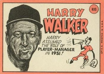 1969 Topps #633 Harry Walker Back