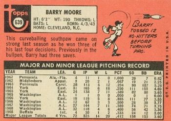 1969 Topps #639 Barry Moore Back