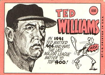 1969 Topps #650 Ted Williams Back