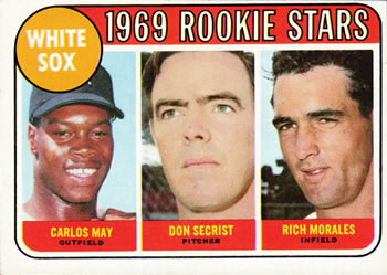 1969 Topps #654 White Sox 1969 Rookie Stars (Carlos May / Don Secrist / Rich Morales) Front