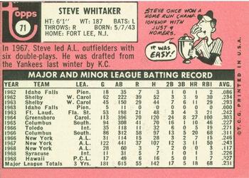 1969 Topps #71 Steve Whitaker Back