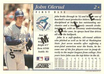 1994 Score - Samples #2 John Olerud Back