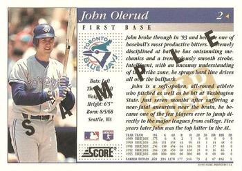 1994 Score - Samples #2 John Olerud Back