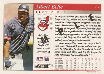 1994 Score - Samples #7 Albert Belle Back