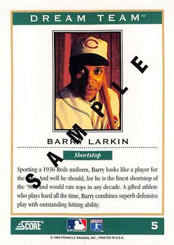 1994 Score - Samples #5 Barry Larkin Back
