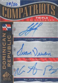 2012 SP Signature Edition - Compatriots Signatures Triple #DR Juan Duran / Junior Lake / Nelson Perez Front
