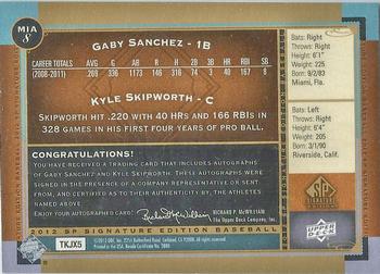2012 SP Signature Edition - Dual Signatures #MIA8 Gaby Sanchez / Kyle Skipworth Back