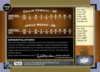 2012 SP Signature Edition - Dual Signatures #OAK15 Collin Cowgill / Jemile Weeks Back