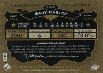 2012 SP Signature Edition - Enshrinement Signatures #E-GC Gary Carter Back