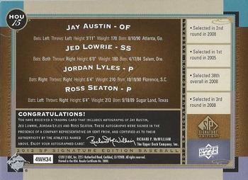 2012 SP Signature Edition - Quad Signatures #HOU15 Jay Austin / Jed Lowrie / Jordan Lyles / Ross Seaton Back