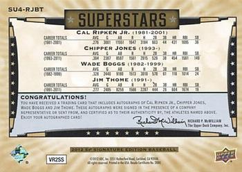 2012 SP Signature Edition - Superstars Signatures Quad #SU4-RJBT Wade Boggs / Chipper Jones / Cal Ripken Jr. / Jim Thome Back