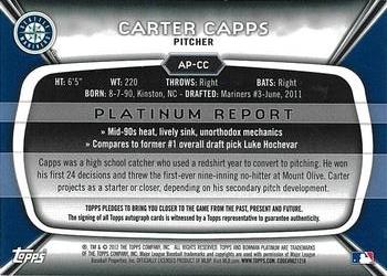 2012 Bowman Platinum - Prospect Autographs #AP-CC Carter Capps Back