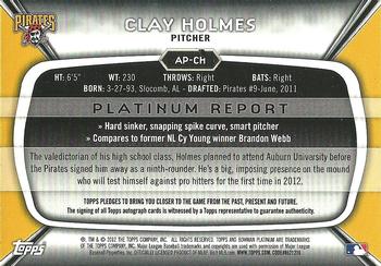 2012 Bowman Platinum - Prospect Autographs #AP-CH Clay Holmes Back