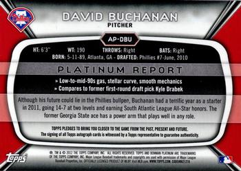 2012 Bowman Platinum - Prospect Autographs #AP-DBU David Buchanan Back