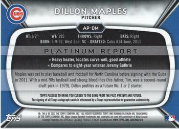 2012 Bowman Platinum - Prospect Autographs #AP-DM Dillon Maples Back