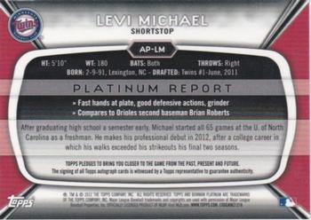 2012 Bowman Platinum - Prospect Autographs #AP-LM Levi Michael Back
