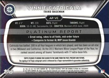 2012 Bowman Platinum - Prospect Autographs #AP-VC Vinnie Catricala Back