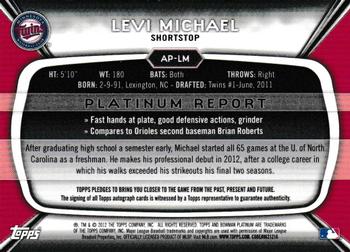 2012 Bowman Platinum - Prospect Autographs Gold Refractors #AP-LM Levi Michael Back