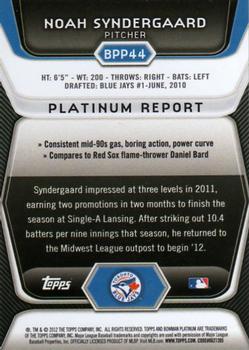 2012 Bowman Platinum - Prospects #BPP44 Noah Syndergaard Back