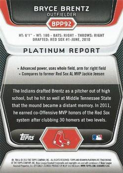 2012 Bowman Platinum - Prospects #BPP92 Bryce Brentz Back
