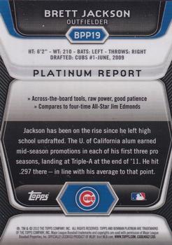 2012 Bowman Platinum - Prospects Blue Refractors #BPP19 Brett Jackson Back