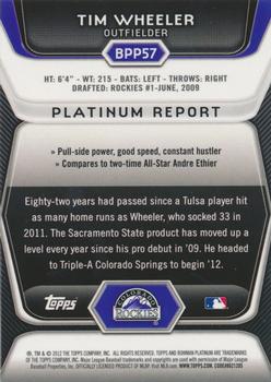 2012 Bowman Platinum - Prospects Purple Refractors #BPP57 Tim Wheeler Back