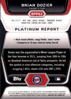 2012 Bowman Platinum - Prospects Purple Refractors #BPP62 Brian Dozier Back