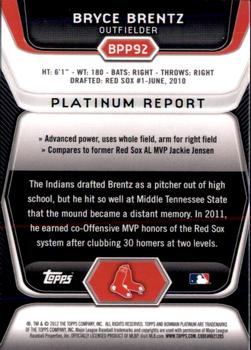 2012 Bowman Platinum - Prospects Purple Refractors #BPP92 Bryce Brentz Back