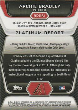 2012 Bowman Platinum - Prospects Purple Refractors #BPP61 Archie Bradley Back