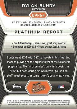 2012 Bowman Platinum - Prospects Refractors #BPP64 Dylan Bundy Back