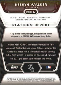 2012 Bowman Platinum - Prospects X-Fractors #BPP37 Keenyn Walker Back