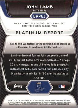 2012 Bowman Platinum - Prospects X-Fractors #BPP63 John Lamb Back