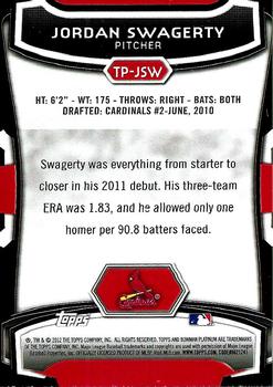 2012 Bowman Platinum - Top Prospects #TP-JSW Jordan Swagerty Back