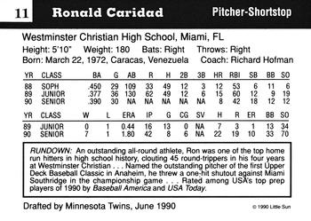 1990 Little Sun High School Prospects #11 Ronald Caridad Back