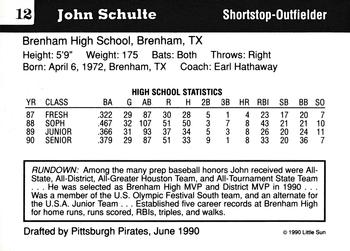1990 Little Sun High School Prospects #12 John Schulte Back