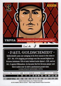 2012 Panini Triple Play #3 Paul Goldschmidt Back