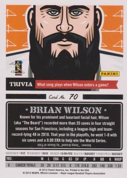 2012 Panini Triple Play #70 Brian Wilson Back