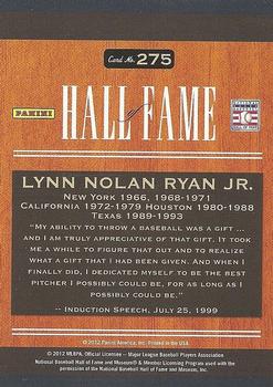 2012 Panini Triple Play #275 Nolan Ryan Back