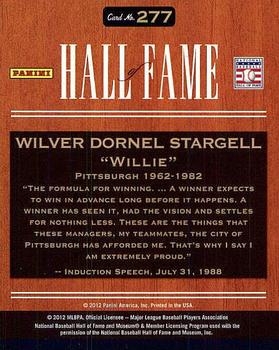 2012 Panini Triple Play #277 Willie Stargell Back