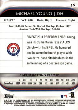 2012 Finest #19 Michael Young Back