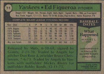 1979 Topps Burger King New York Yankees #11 Ed Figueroa Back