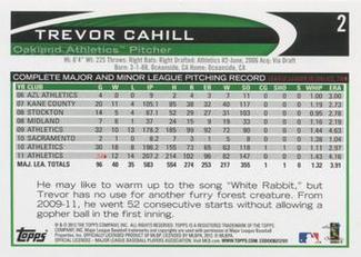 2012 Topps Mini #2 Trevor Cahill Back