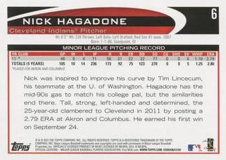 2012 Topps Mini #6 Nick Hagadone Back