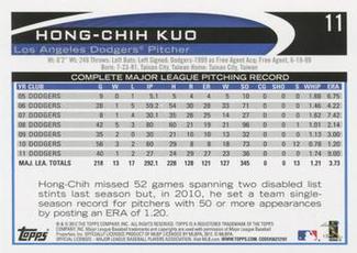 2012 Topps Mini #11 Hong-Chih Kuo Back