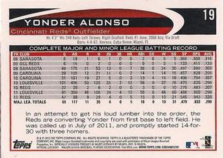 2012 Topps Mini #19 Yonder Alonso Back