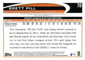 2012 Topps Mini #70 Brett Pill Back