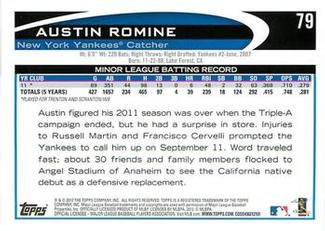 2012 Topps Mini #79 Austin Romine Back