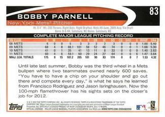 2012 Topps Mini #83 Bobby Parnell Back