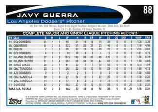 2012 Topps Mini #88 Javy Guerra Back
